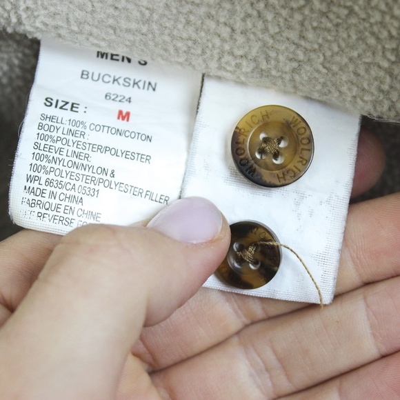 Men's Woolrich Fleece Lined Canvas Shirt Button Down Shirt Jacket, Medium - Picture 8 of 8